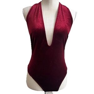 Windsor Bodysuit Women's Size M Red Velvet Halter Top